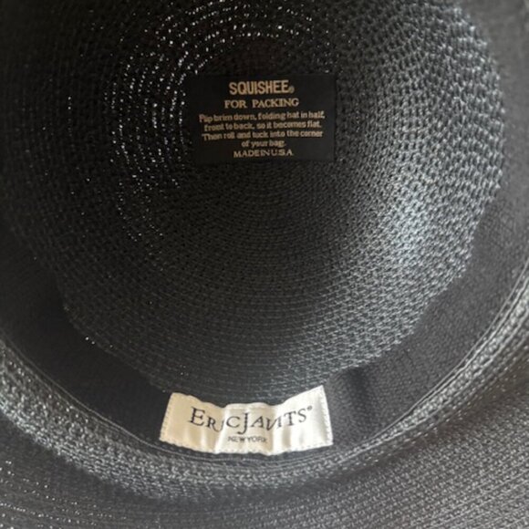 Eric Javits Hampton Hat Packable Squishee Floppy 50+ UPF Woven Beach Black - Picture 5 of 5